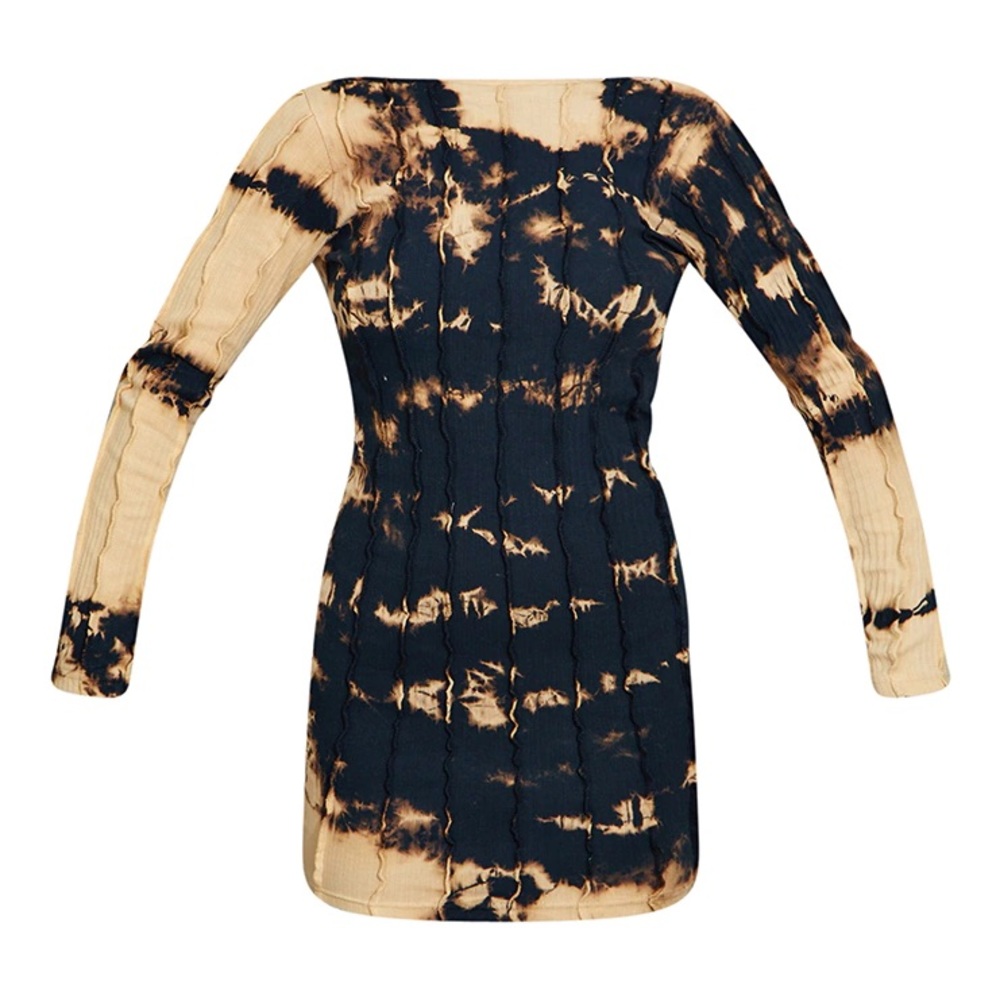 Pretty Little Thing Black Tie Dye Cut Out Bodycon Dress